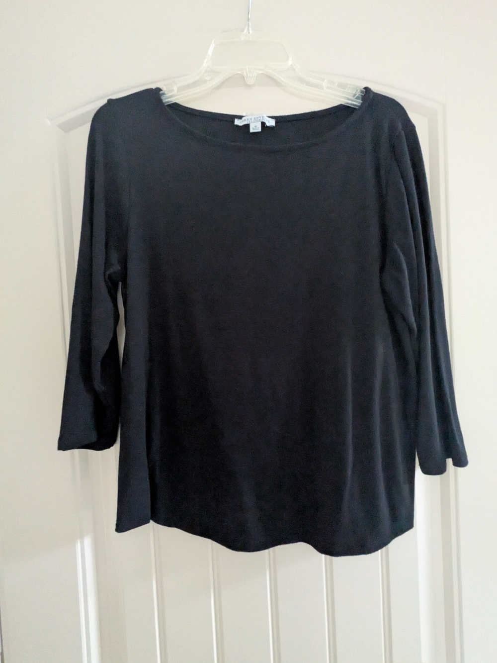 Green Envelope Black Long Sleeve Boatneck Top